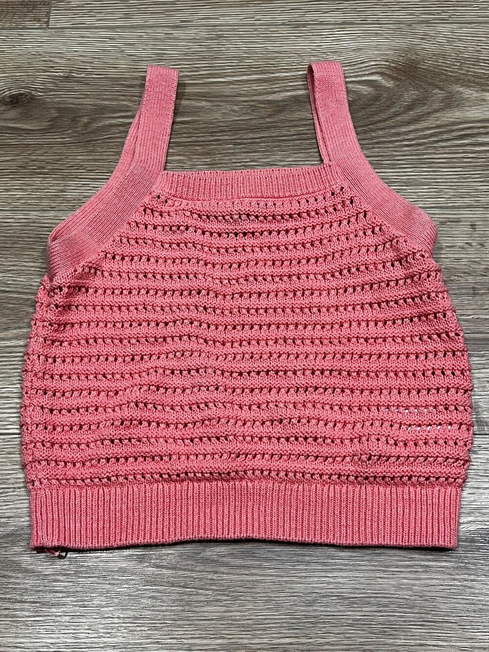 Universal Threads Womens Tank Top Size XS Pink Crochet Knit (A87)
